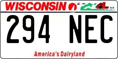WI license plate 294NEC
