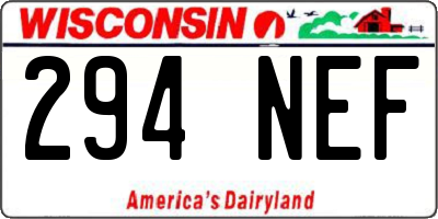 WI license plate 294NEF