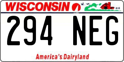 WI license plate 294NEG