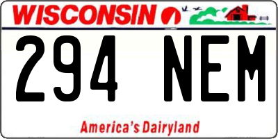 WI license plate 294NEM