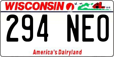 WI license plate 294NEO