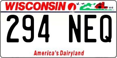 WI license plate 294NEQ