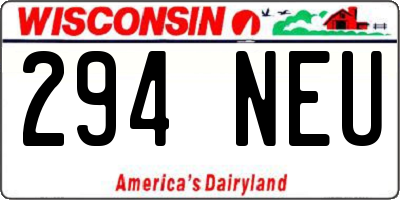 WI license plate 294NEU
