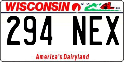 WI license plate 294NEX