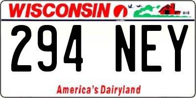 WI license plate 294NEY