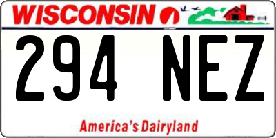 WI license plate 294NEZ