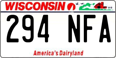 WI license plate 294NFA