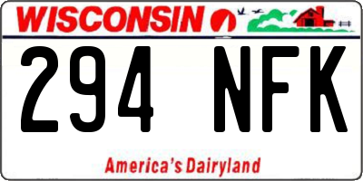 WI license plate 294NFK