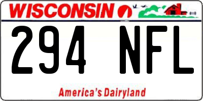 WI license plate 294NFL