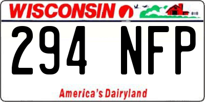 WI license plate 294NFP