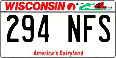 WI license plate 294NFS
