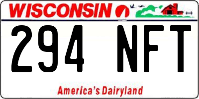 WI license plate 294NFT