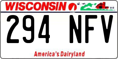WI license plate 294NFV