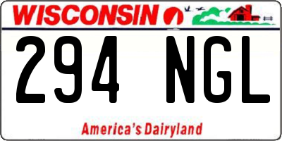 WI license plate 294NGL