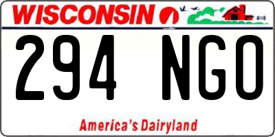 WI license plate 294NGO