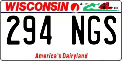 WI license plate 294NGS