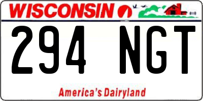 WI license plate 294NGT