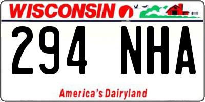 WI license plate 294NHA