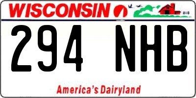 WI license plate 294NHB
