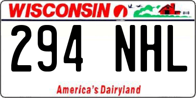 WI license plate 294NHL