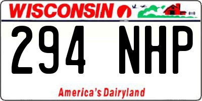 WI license plate 294NHP