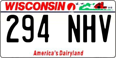 WI license plate 294NHV