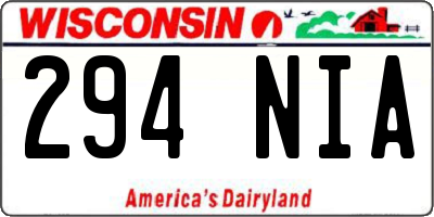WI license plate 294NIA