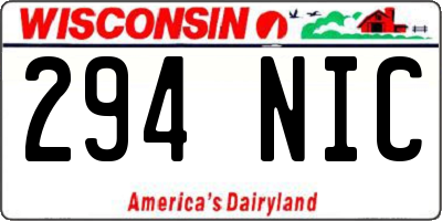 WI license plate 294NIC