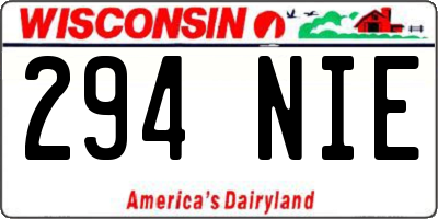 WI license plate 294NIE