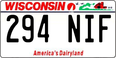 WI license plate 294NIF