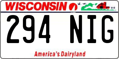 WI license plate 294NIG