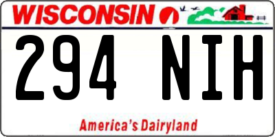 WI license plate 294NIH