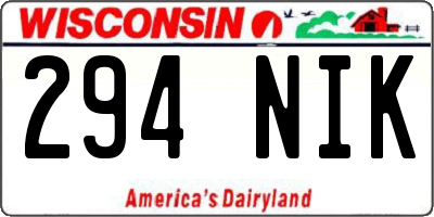 WI license plate 294NIK
