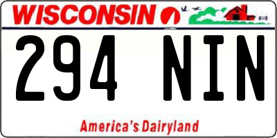 WI license plate 294NIN