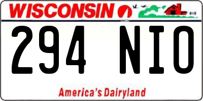 WI license plate 294NIO