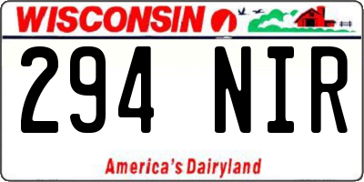 WI license plate 294NIR