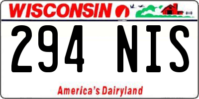 WI license plate 294NIS