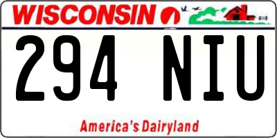 WI license plate 294NIU