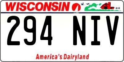 WI license plate 294NIV