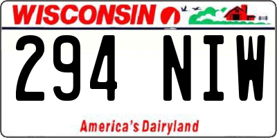 WI license plate 294NIW