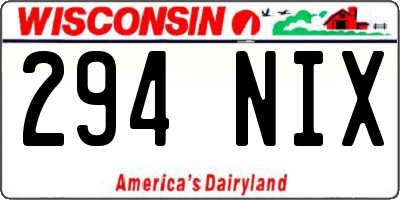 WI license plate 294NIX
