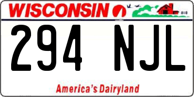 WI license plate 294NJL