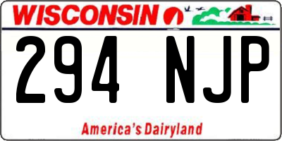 WI license plate 294NJP