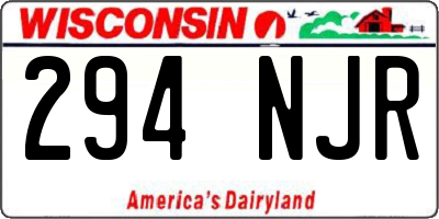 WI license plate 294NJR