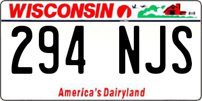 WI license plate 294NJS