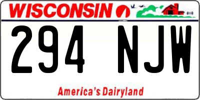 WI license plate 294NJW