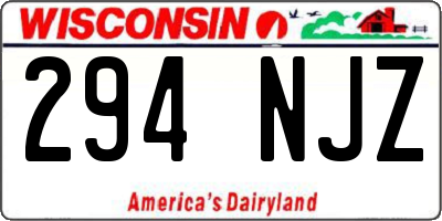 WI license plate 294NJZ