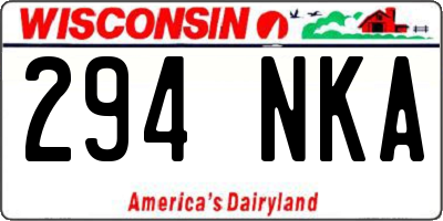 WI license plate 294NKA