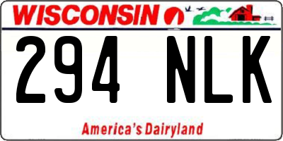 WI license plate 294NLK
