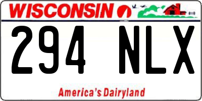 WI license plate 294NLX